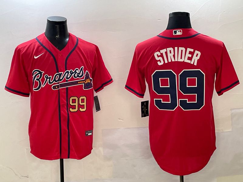 Men Atlanta Braves 99 Strider Red Game 2025 Nike MLB Jersey style 4